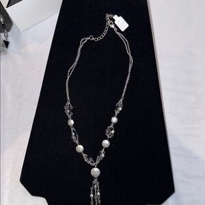 Lia Sophia Silver Necklace with Pearl Accents